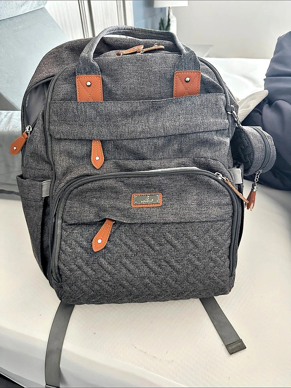 BabbleRoo Original Diaper Bag Backpack Gray & Brown